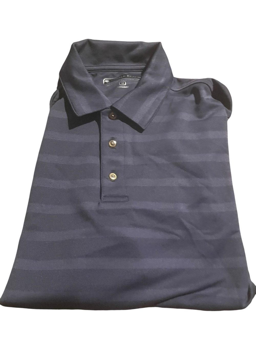 Pebble Beach Men's Navy Striped Polo Shirt - Classic Short Sleeve medium ex cond